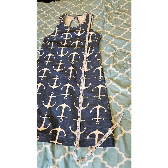 Utility Canvas Anchor Print Dress Made in USA Nautical Cotton Shift Size M - Picture 9 of 12